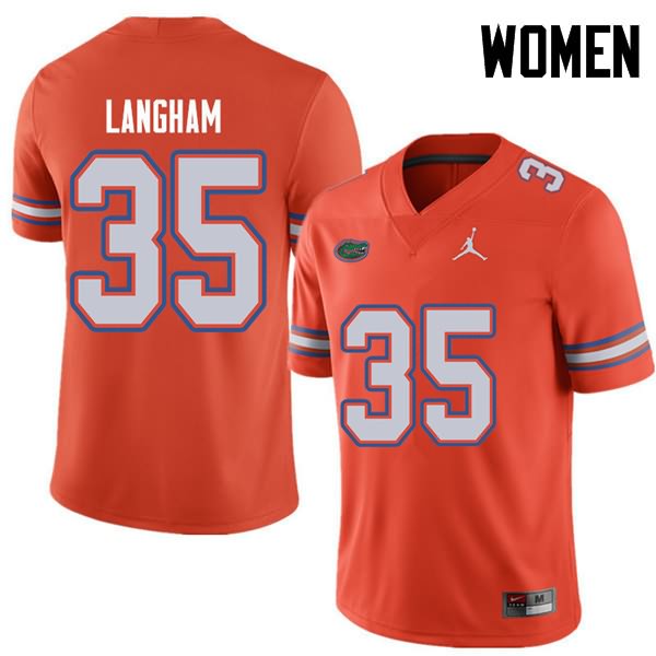 Women's NCAA Florida Gators Malik Langham #35 Stitched Authentic Jordan Brand Orange College Football Jersey XYS7665RG